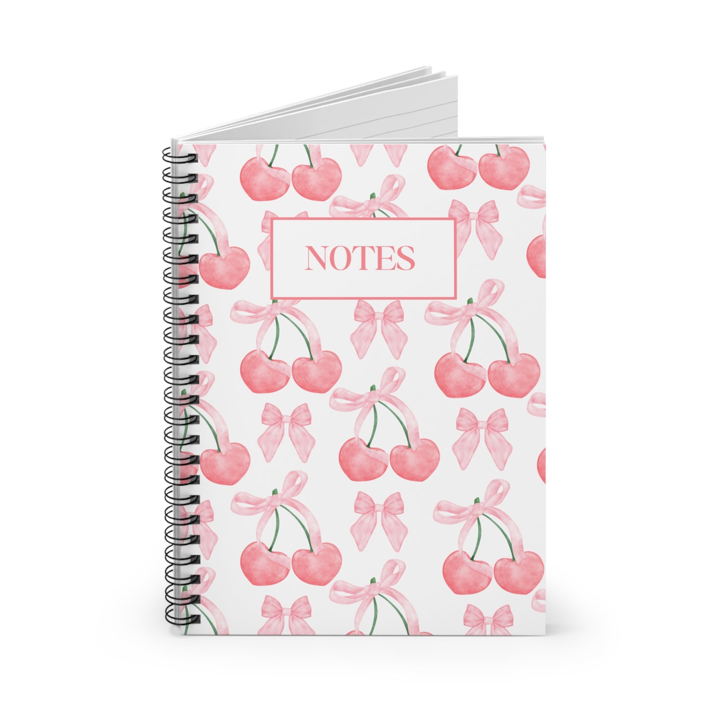 Cherry and Pink Bow Spiral Notebook