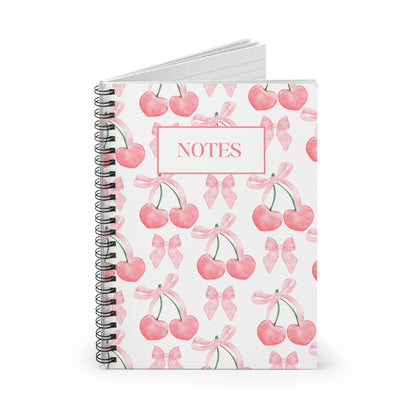 Cherry and Pink Bow Spiral Notebook