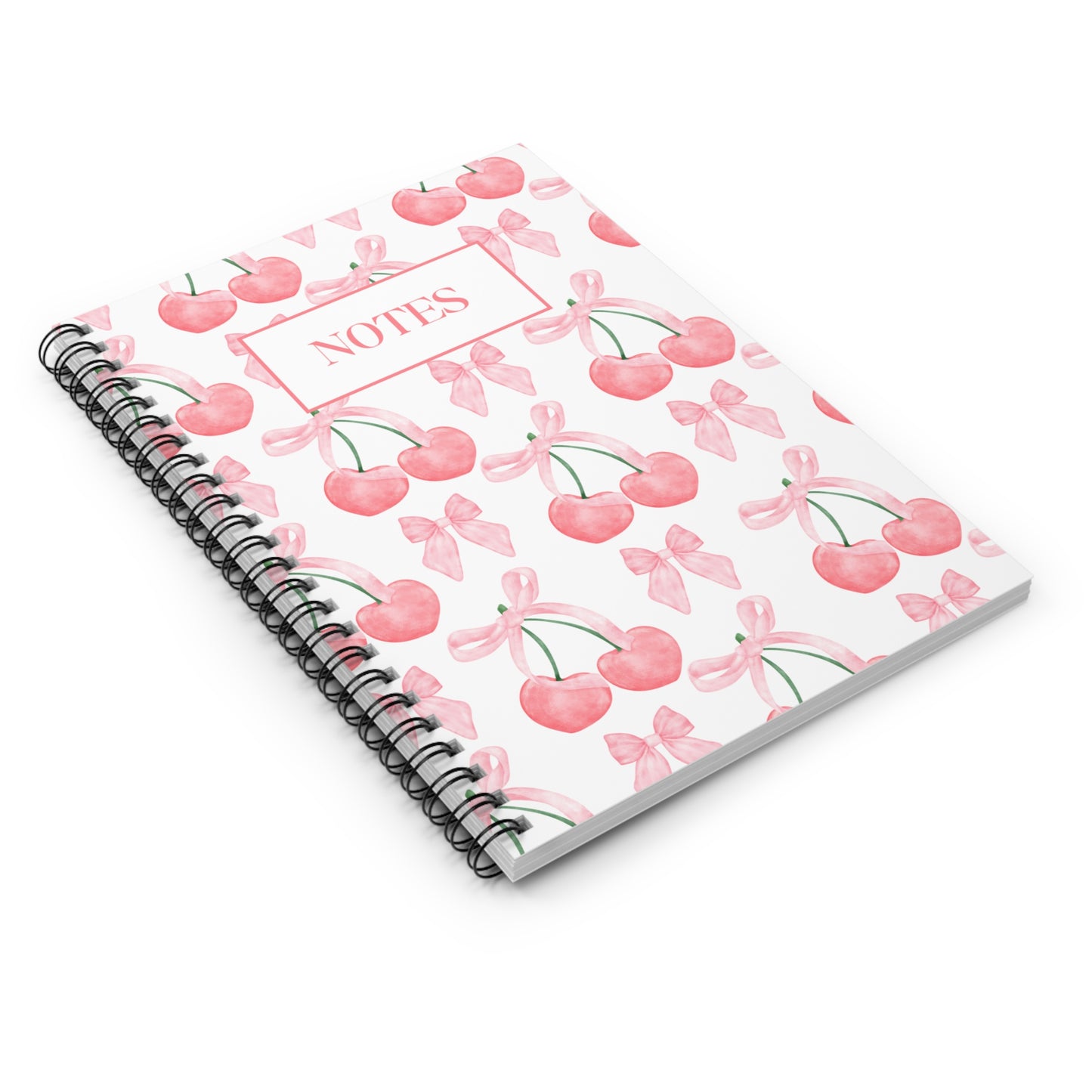 Cherry and Pink Bow Spiral Notebook