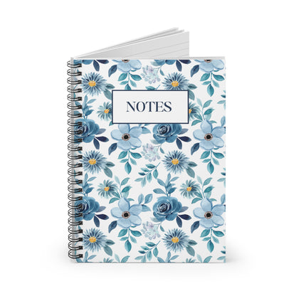 Blue Floral Spiral Notebook