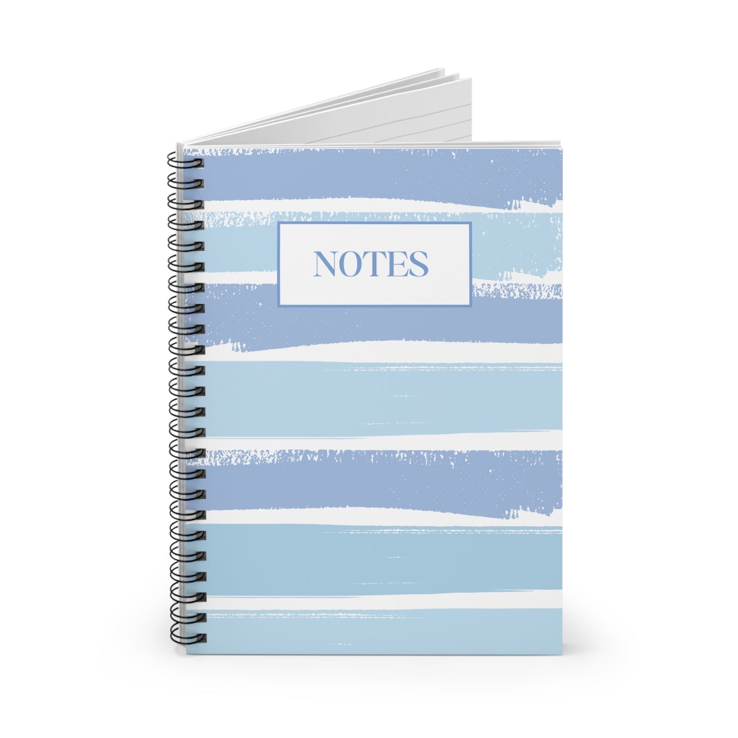 Watercolor Blue Stripes Spiral Notebook