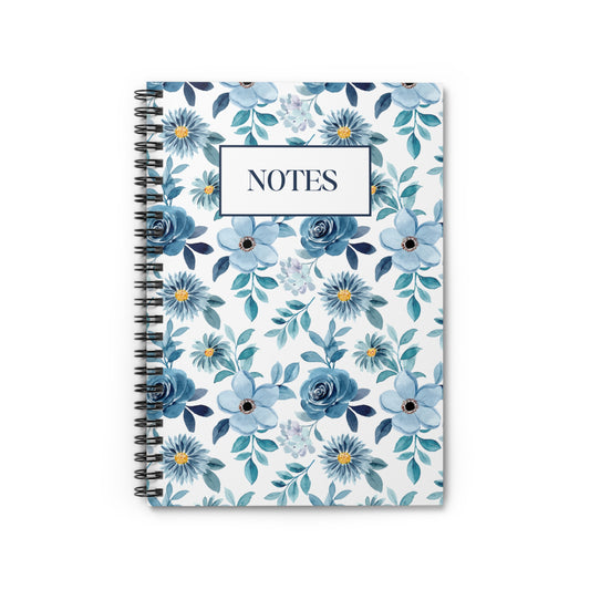 Blue Floral Spiral Notebook