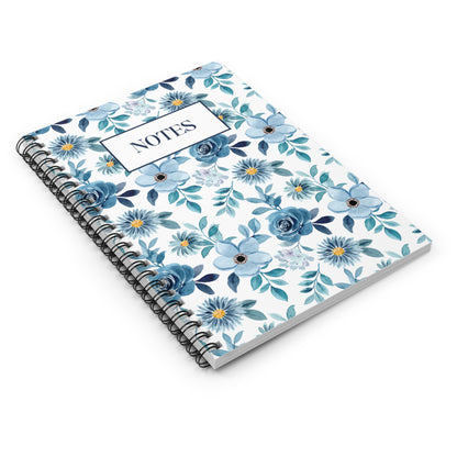 Blue Floral Spiral Notebook