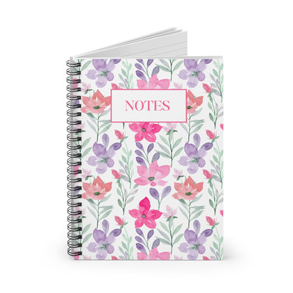 Pink and Purple Floral Spiral Notebook